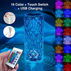 16 Colors LED Crystal Lamp Rose Light Touch Table Lamps Bedr - Dave Martin Signature Collection