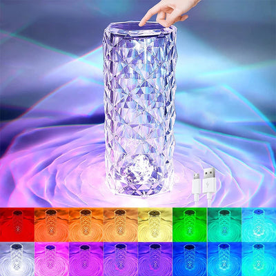 16 Colors LED Crystal Lamp Rose Light Touch Table Lamps Bedr - Dave Martin Signature Collection